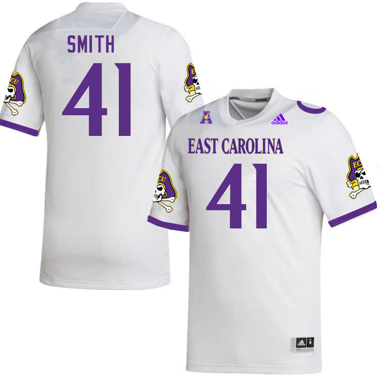 Men #41 Tripp Smith ECU Pirates College Football Jerseys Stitched Sale-White